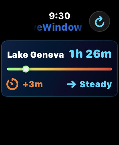 DriveWindow Apple Watch live route screen