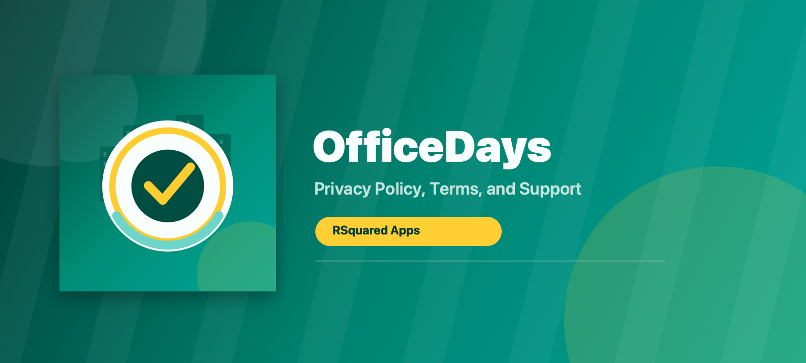 OfficeDays legal, privacy policy, terms, and support promotional graphic
